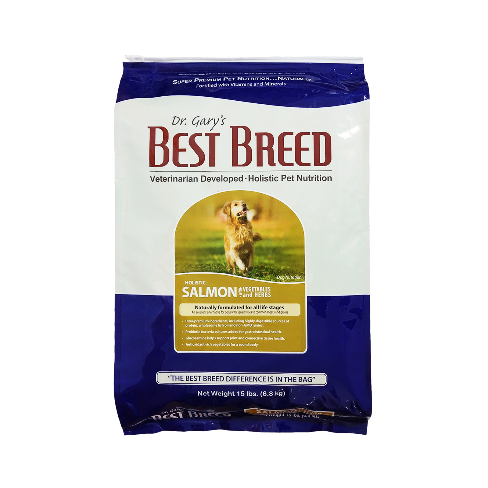 Dr. Gary's Best Breed Holistic All Life Stages Salmon with Vegetables & Herbs Dog Dry Food 15lbs (6.8Kg)