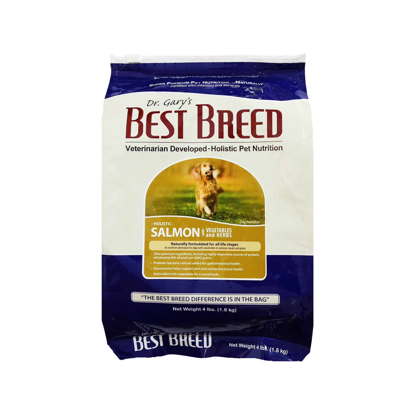 Dr. Gary's Best Breed Holistic All Life Stages Salmon with Vegetables & Herbs Dog Dry Food 4lbs (1.8Kg)