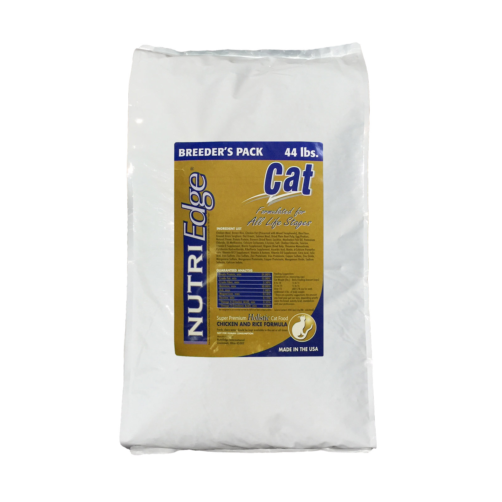 Nutri Edge Holistic Cat Food Chicken and Rice 19.9Kg (44lbs)