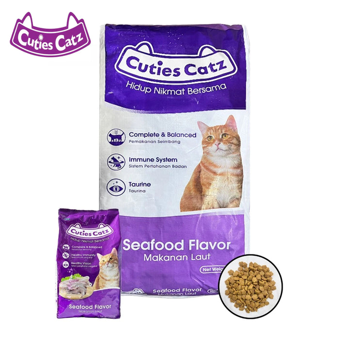 Cuties Catz Seafood Adult Cat Dry Food 22kg and 1kg