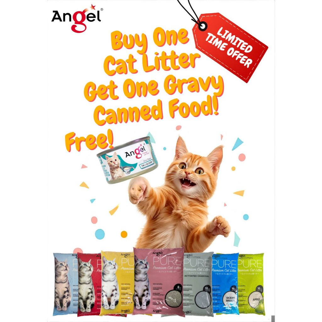 Angel Pure Premium Cat Litter 8kg/10L FREE Angel Premium Cat GRAVY Canned food