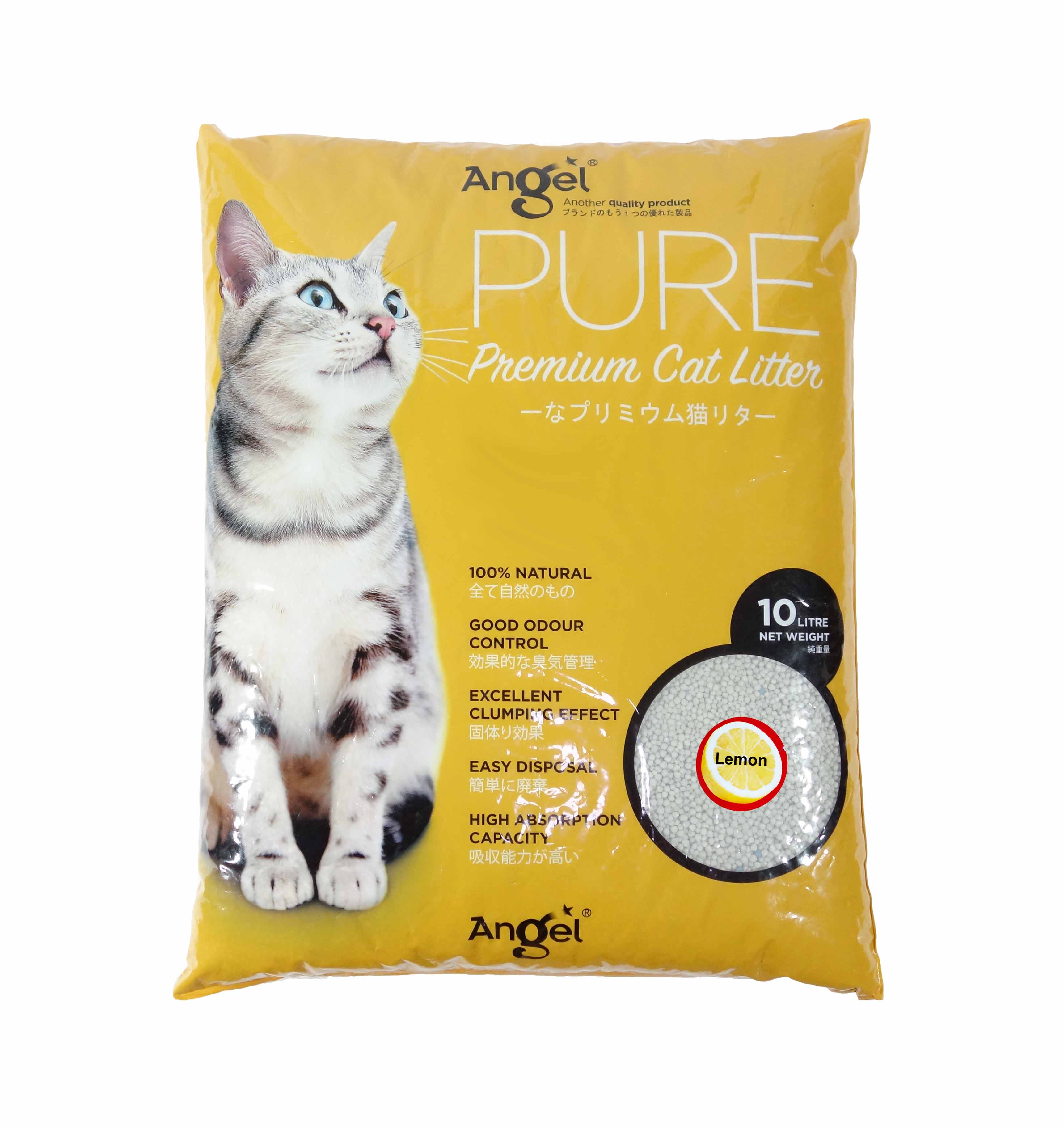 Angel Pure Premium Cat Litter 10L Lemon Scented