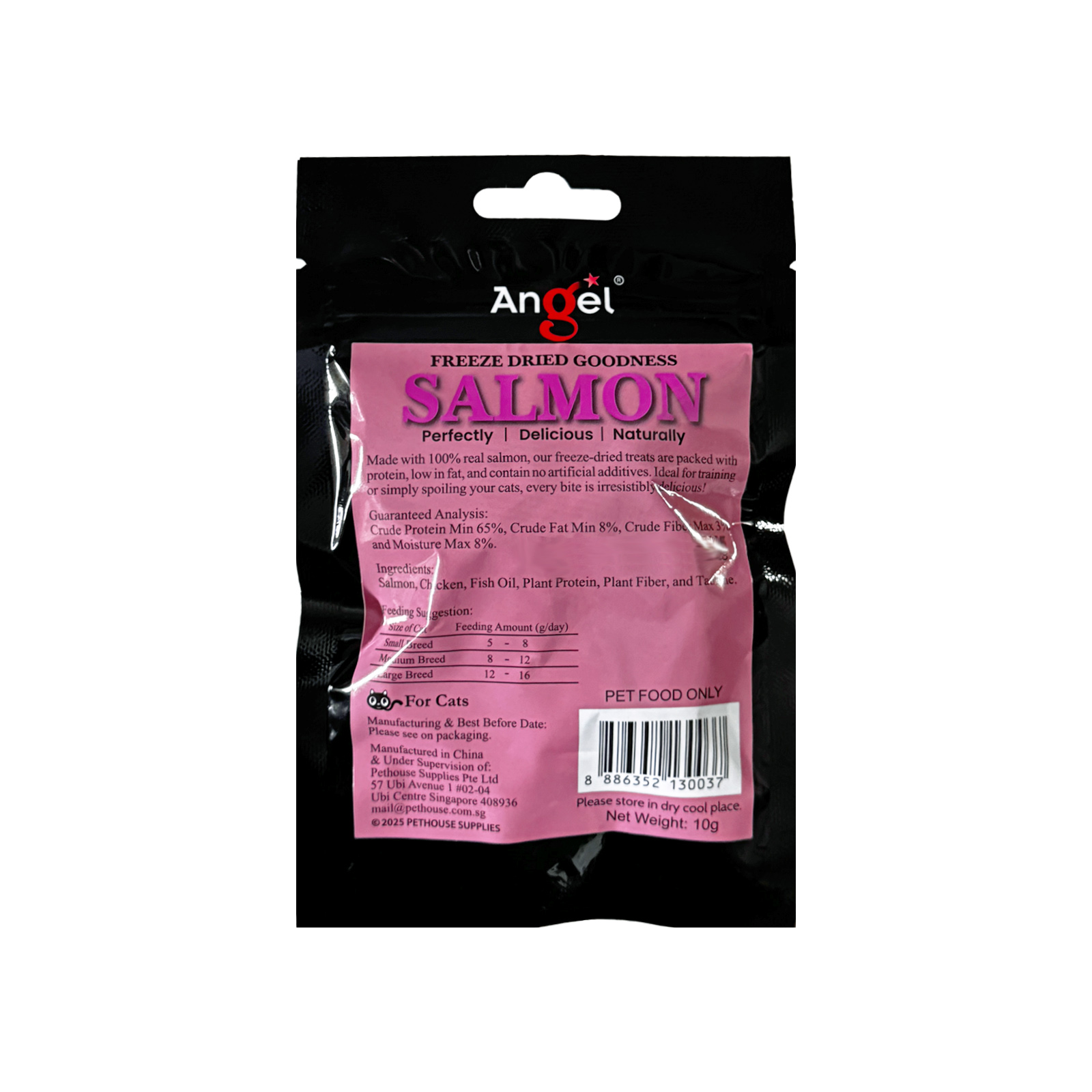 Angel Cat Treats Freeze Dried Salmon 10g Back 8886352130037