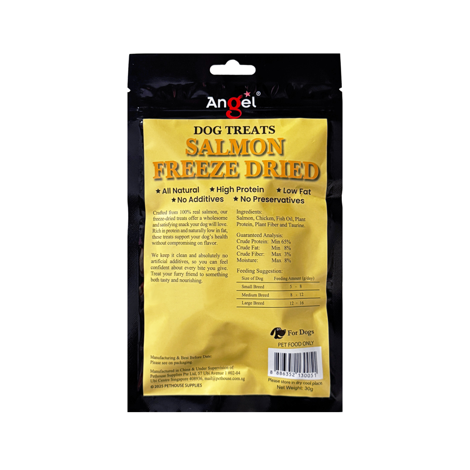 Angel Dog Treats Freeze Dried Salmon 30g Back 8886352130051