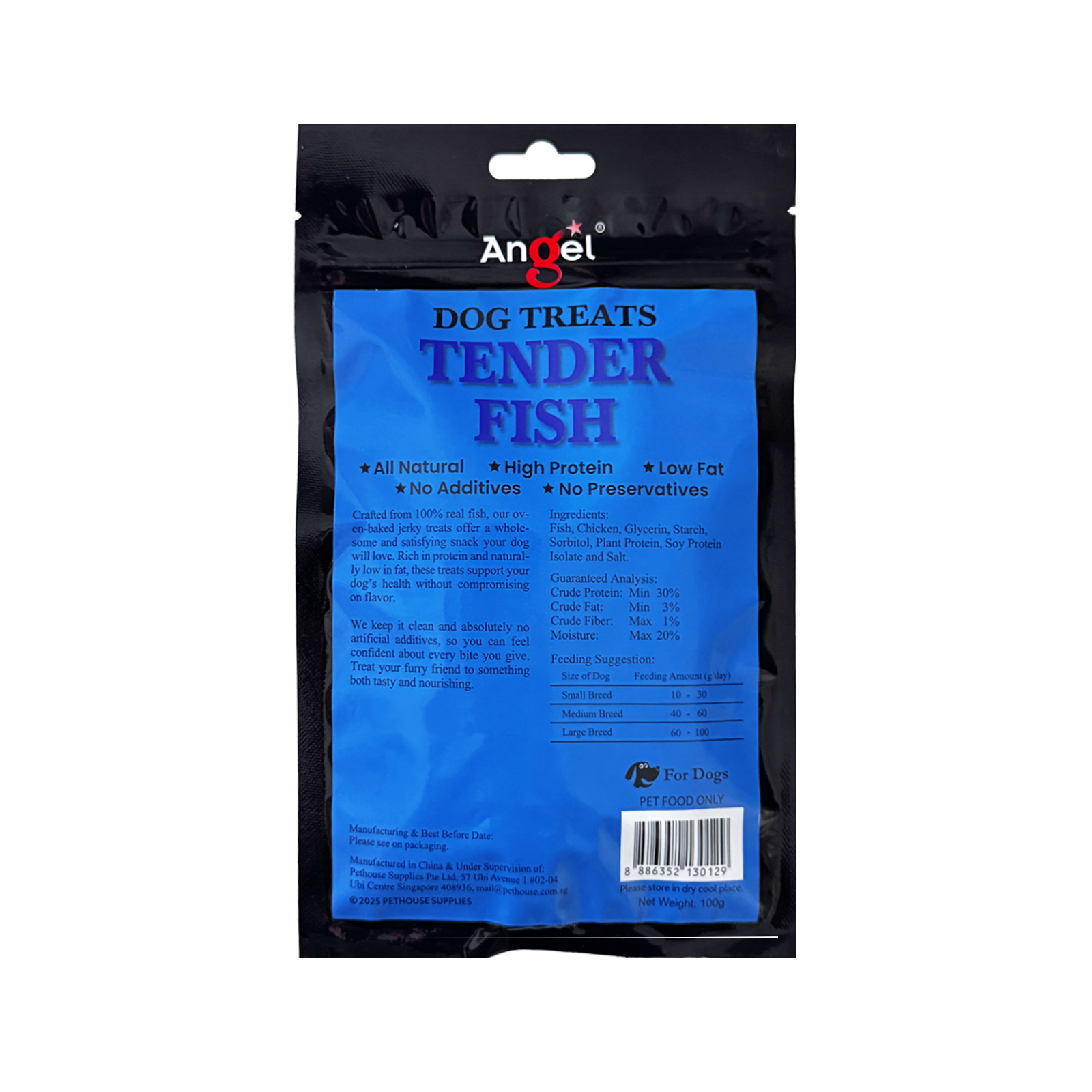 Angel Dog Treats Tender Fish 100g Back 8886352130129