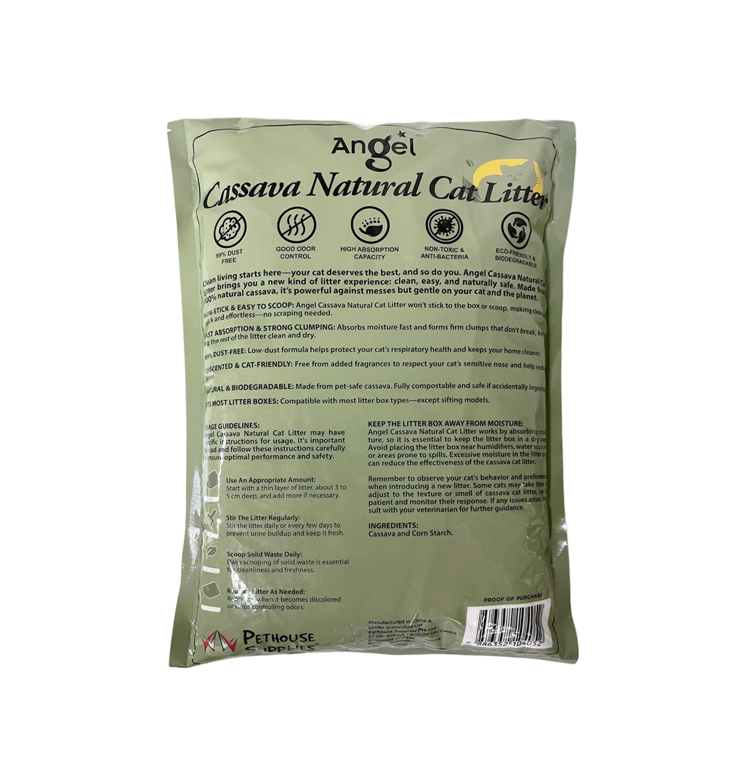 Angel Cassava Natural Cat Litter 6L Back 8886352104052