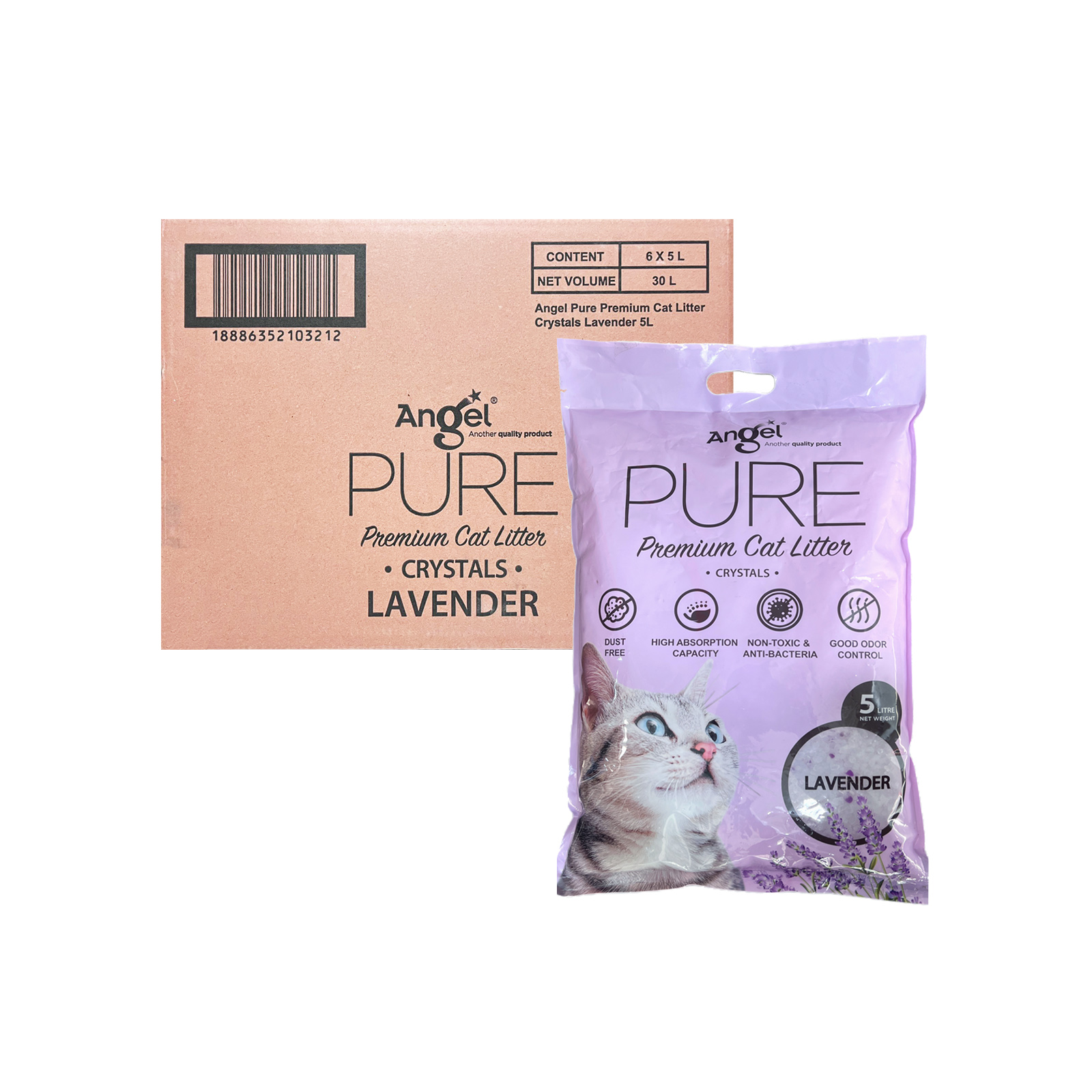 Angel Crystal Litter Lavender 5L Ctn