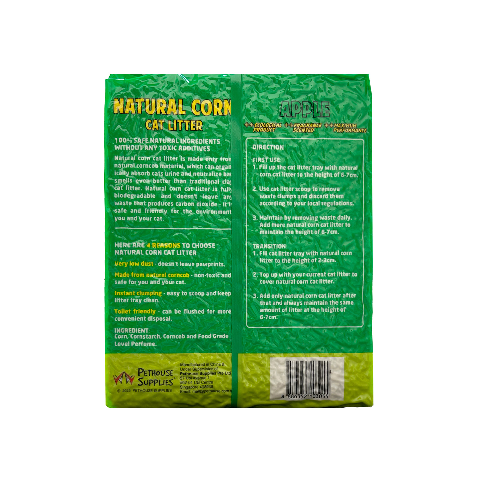 Angel Natural Corn Cat Litter Apple 6L 8886352103055 Back