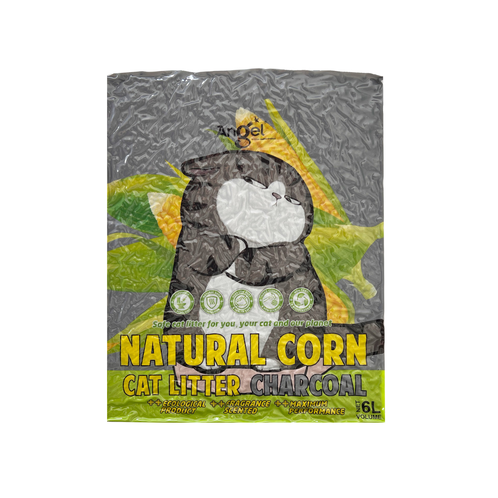 Angel Natural Corn Cat Litter Charcoal 6L 8886352103048 Front