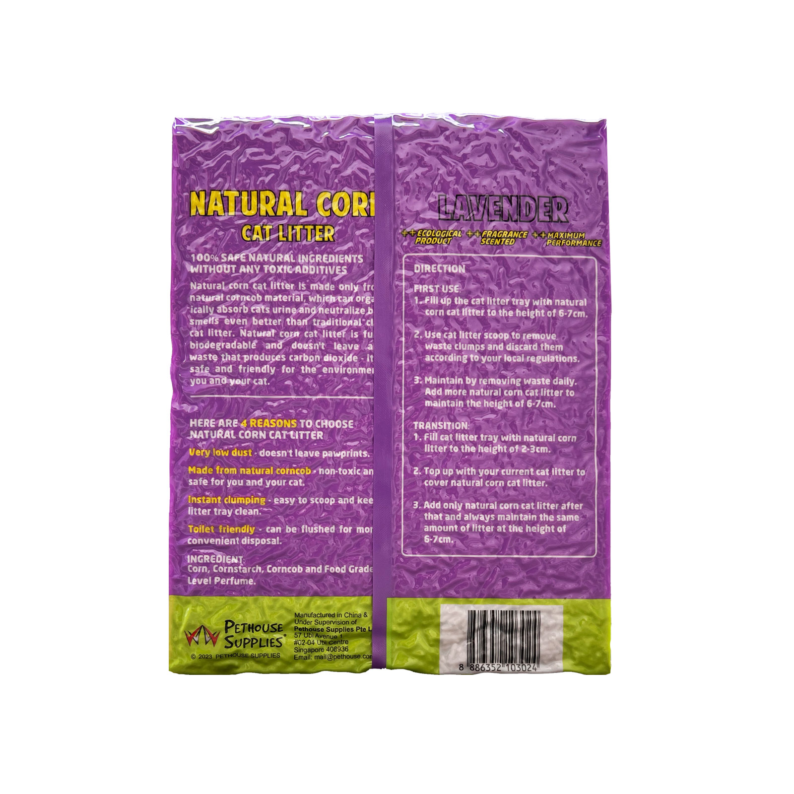 Angel Natural Corn Cat Litter Lavender 6L 8886352103024 Back