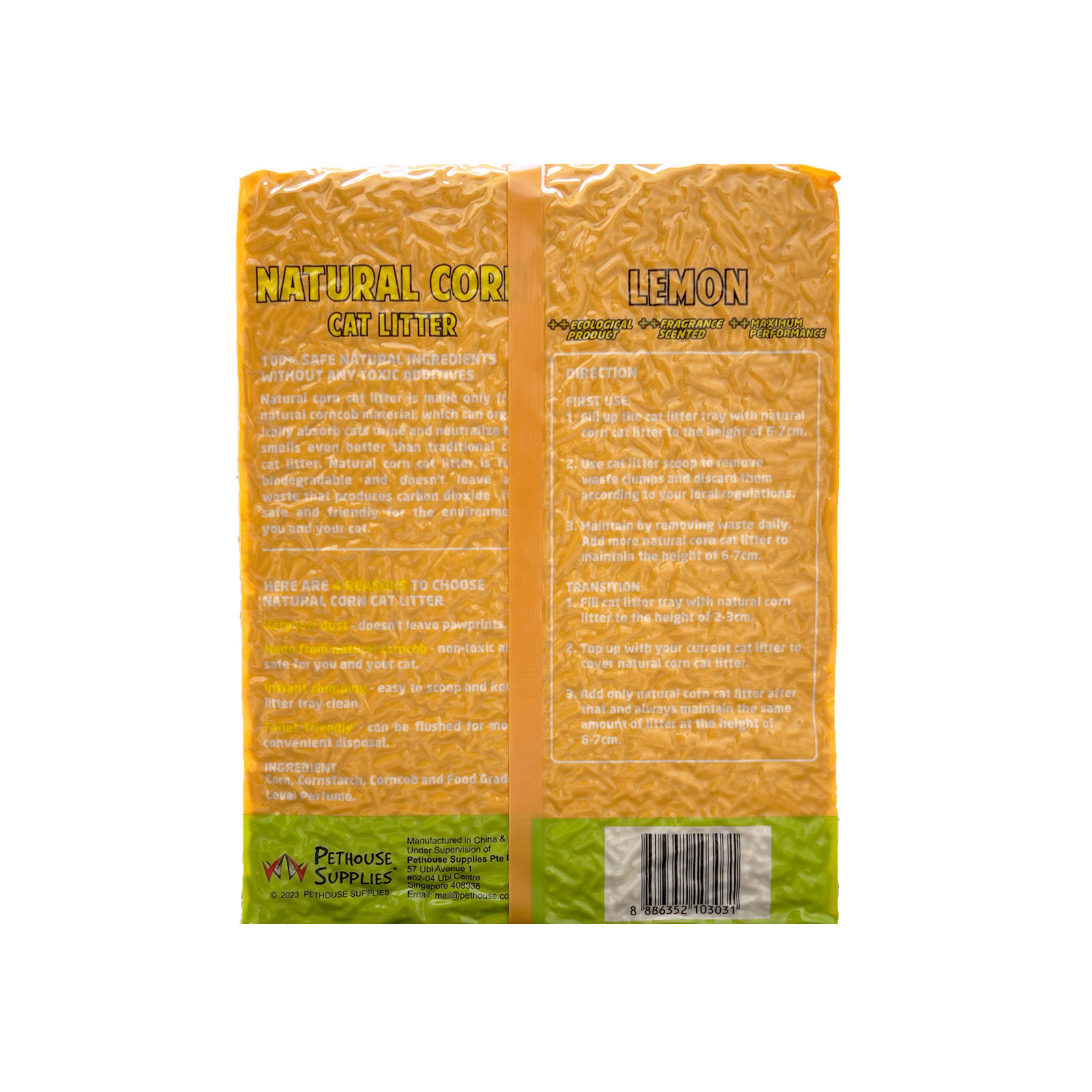 Angel Natural Corn Cat Litter Lemon 6L 8886352103031 Back