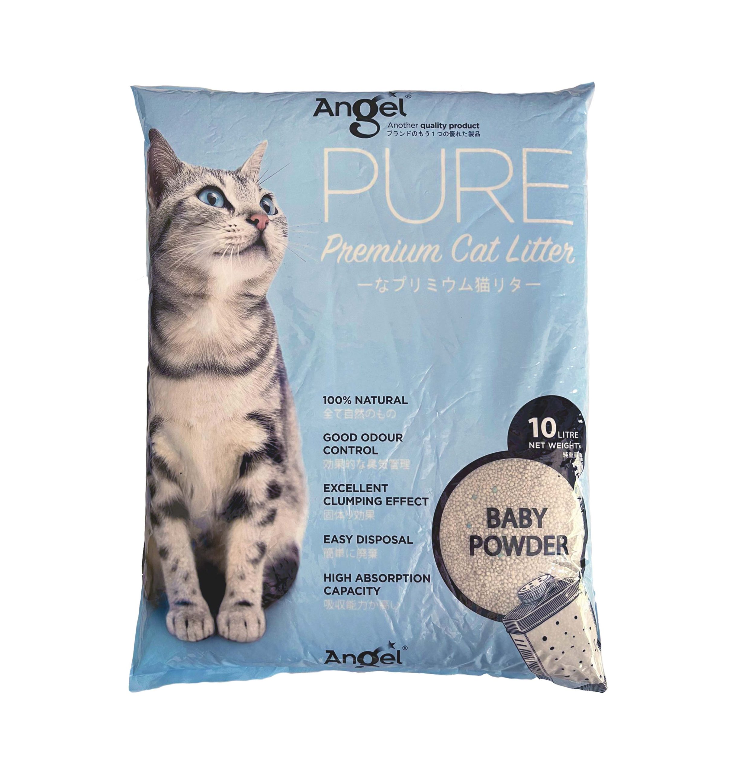 Angel PURE Premium Cat Litter 10L Baby Powder 2023 Front 8886352103192