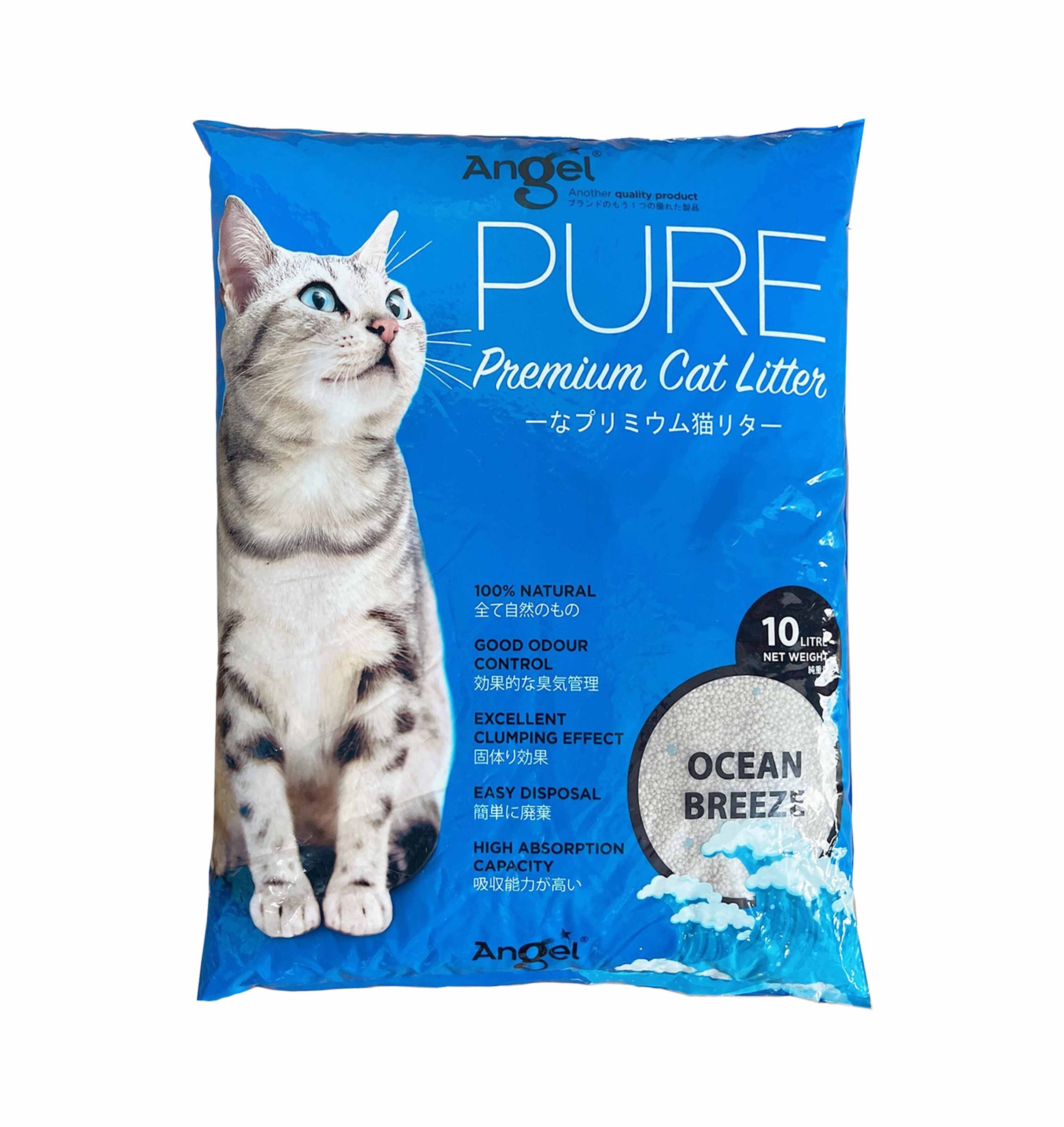 Angel PURE Premium Cat Litter 10L Ocean Breeze 2023 Front 8886352103451