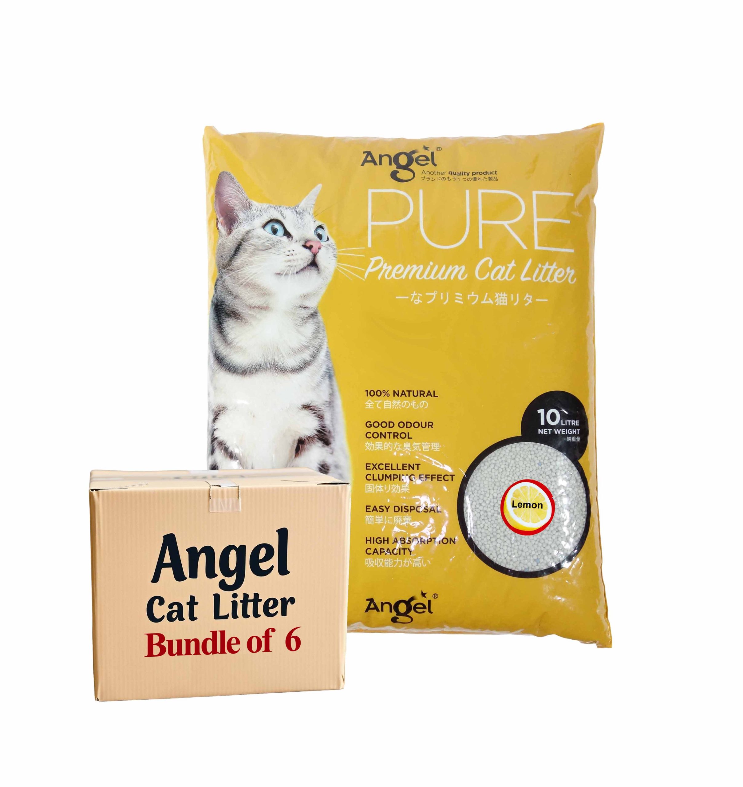 Angel PURE Premium Cat Litter 10L Bundle Of 6   Lemon