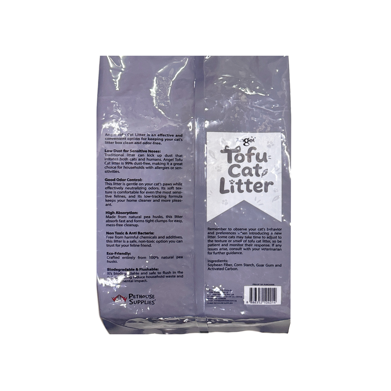 Angel Tofu Cat Litter Activated Charcoal 6L Back 8886352104014