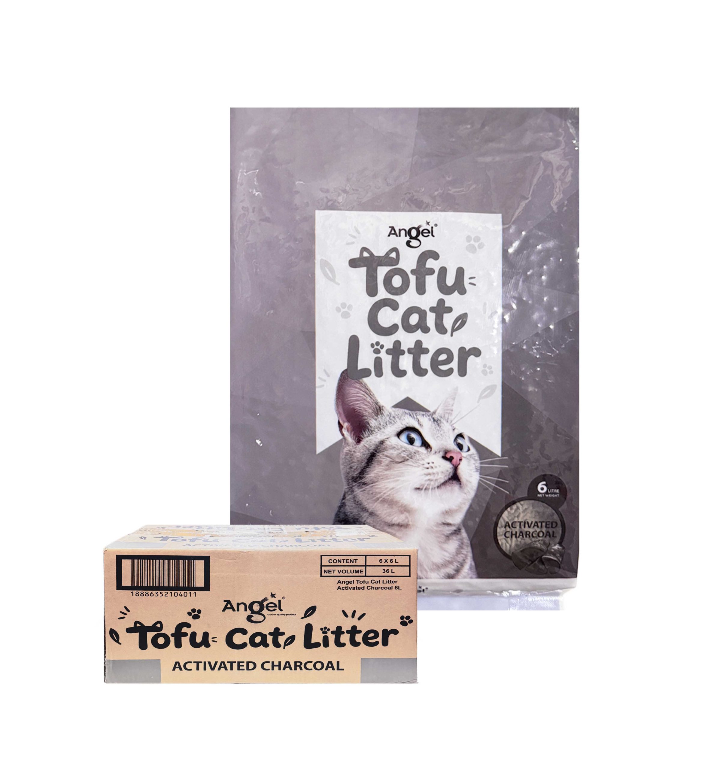 Angel Tofu Cat Litter Activated Charcoal 6L Ctn 18886352104011