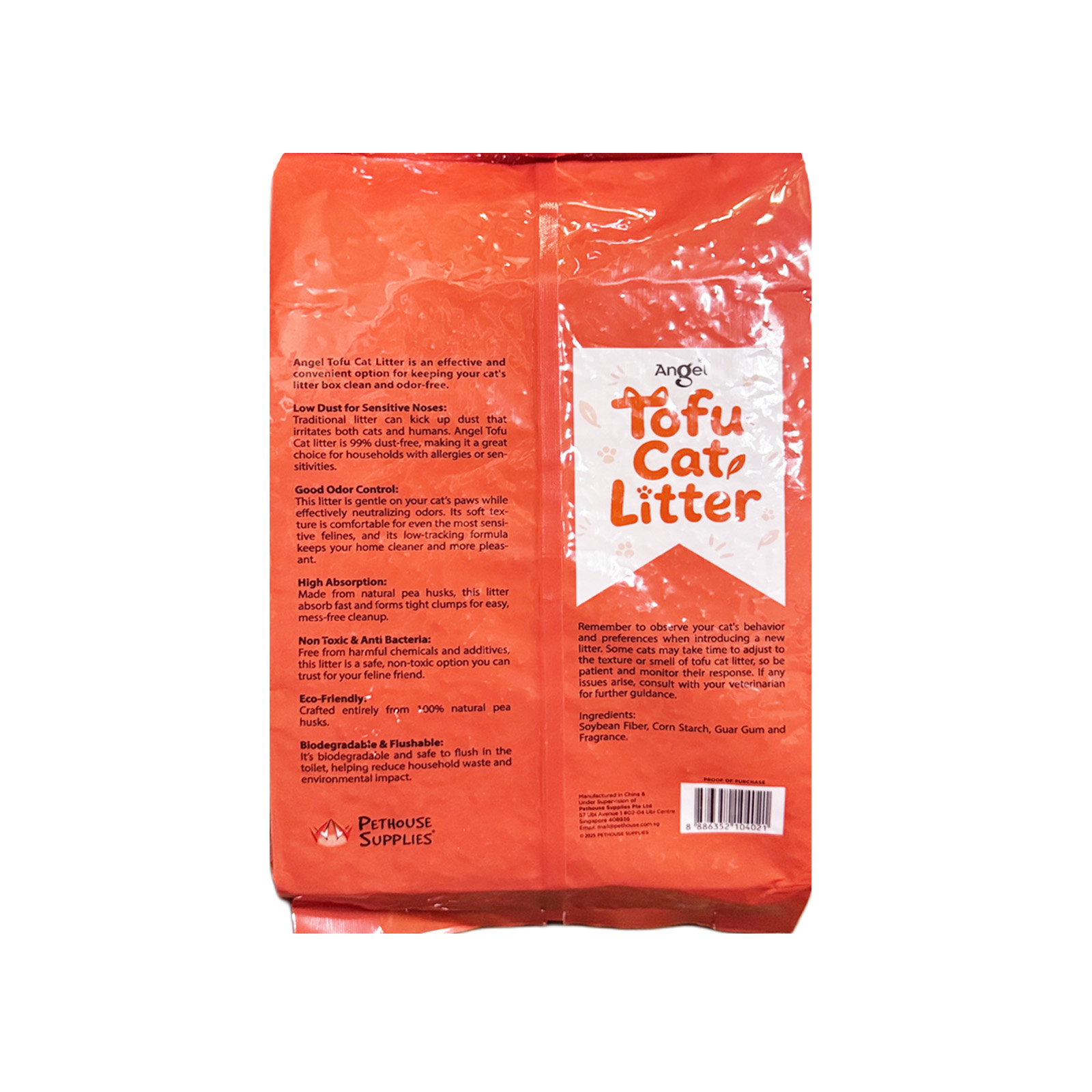Angel Tofu Cat Litter Baby Powder 6L Back 8886352104021