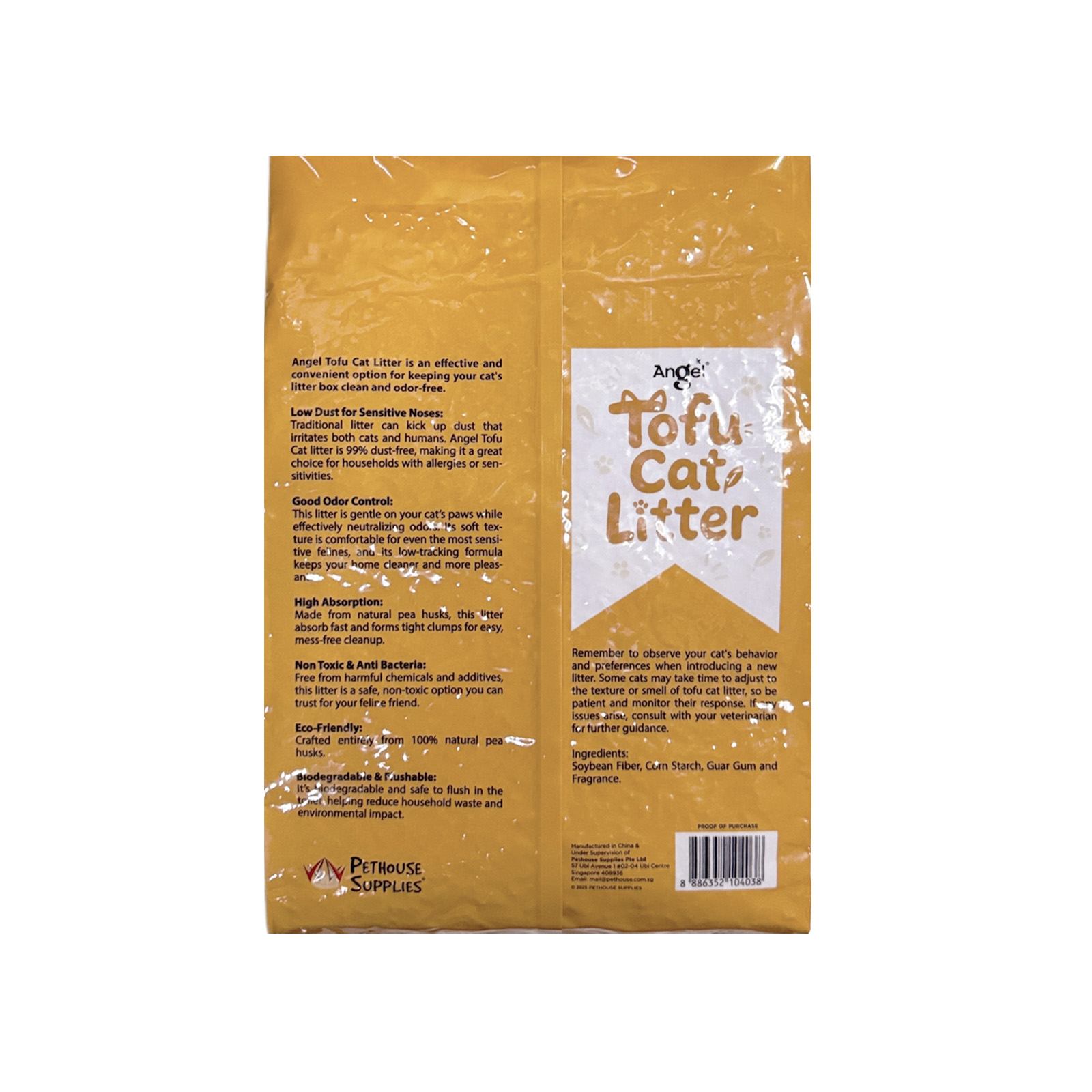 Angel Tofu Cat Litter Green Tea 6L Back 8886352104038