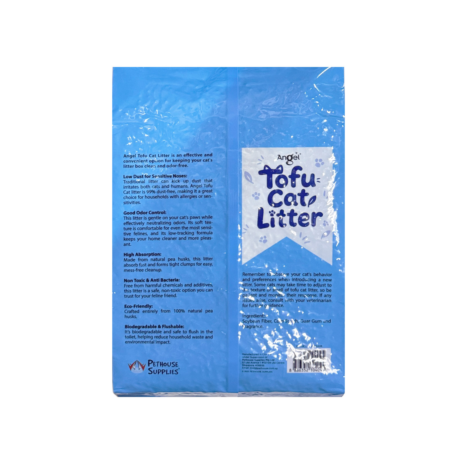 Angel Tofu Cat Litter Ocean Breeze 6L Back 8886352104045