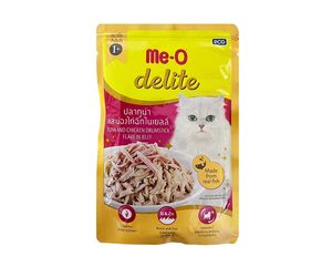 ME-O Delite Pouch Tuna and Chicken Drumstick Flake in Jelly