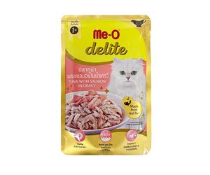 ME-O Delite Pouch Tuna with Salmon in Gravy