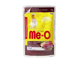 Me-O Pouch Adult Beef And Lamb Chunk in Gravy 80g