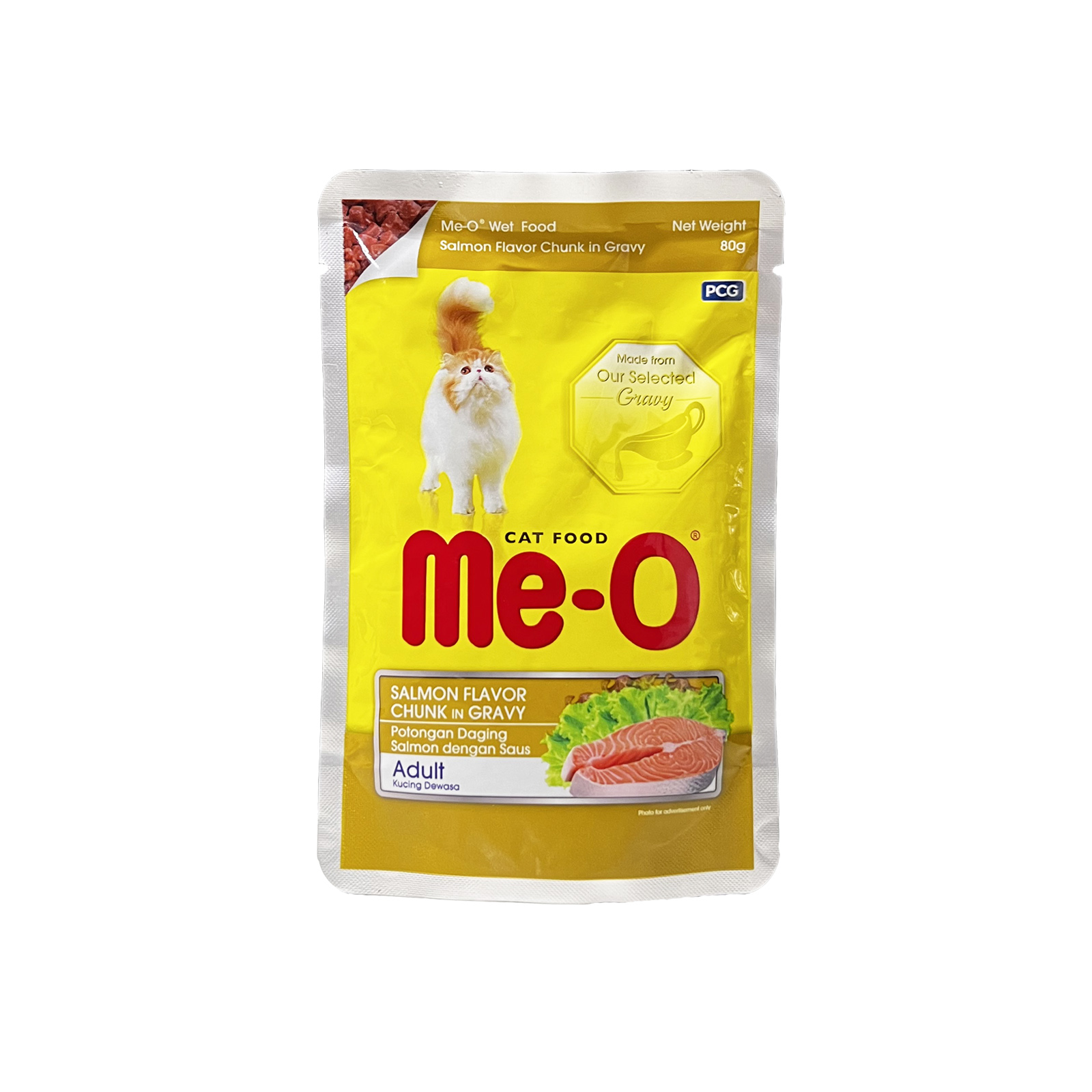 Me O Pouch Adult Salmon Chunk In Gravy 80g Front 8850477028548