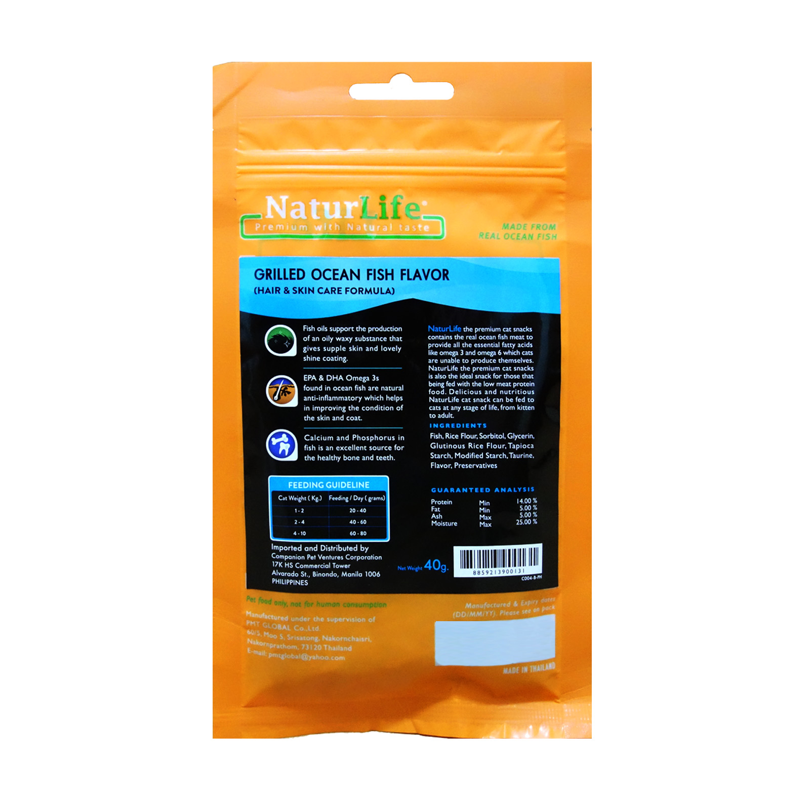 NaturLife Grilled Ocean Fish Cat Snack 8859213900131 Back