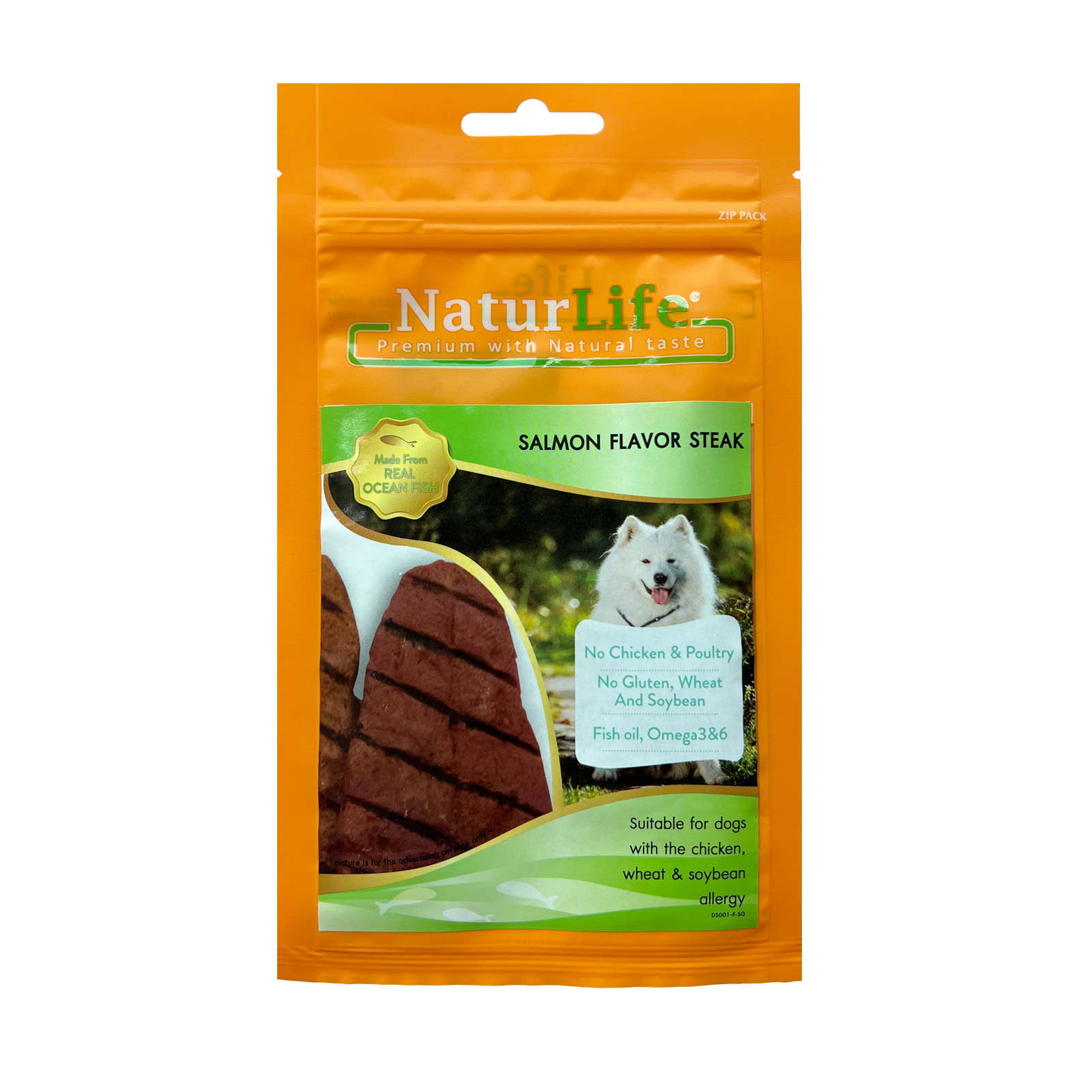 NaturLife Salmon Flavor Steak Dog Treats 50g 8859213900056 Front