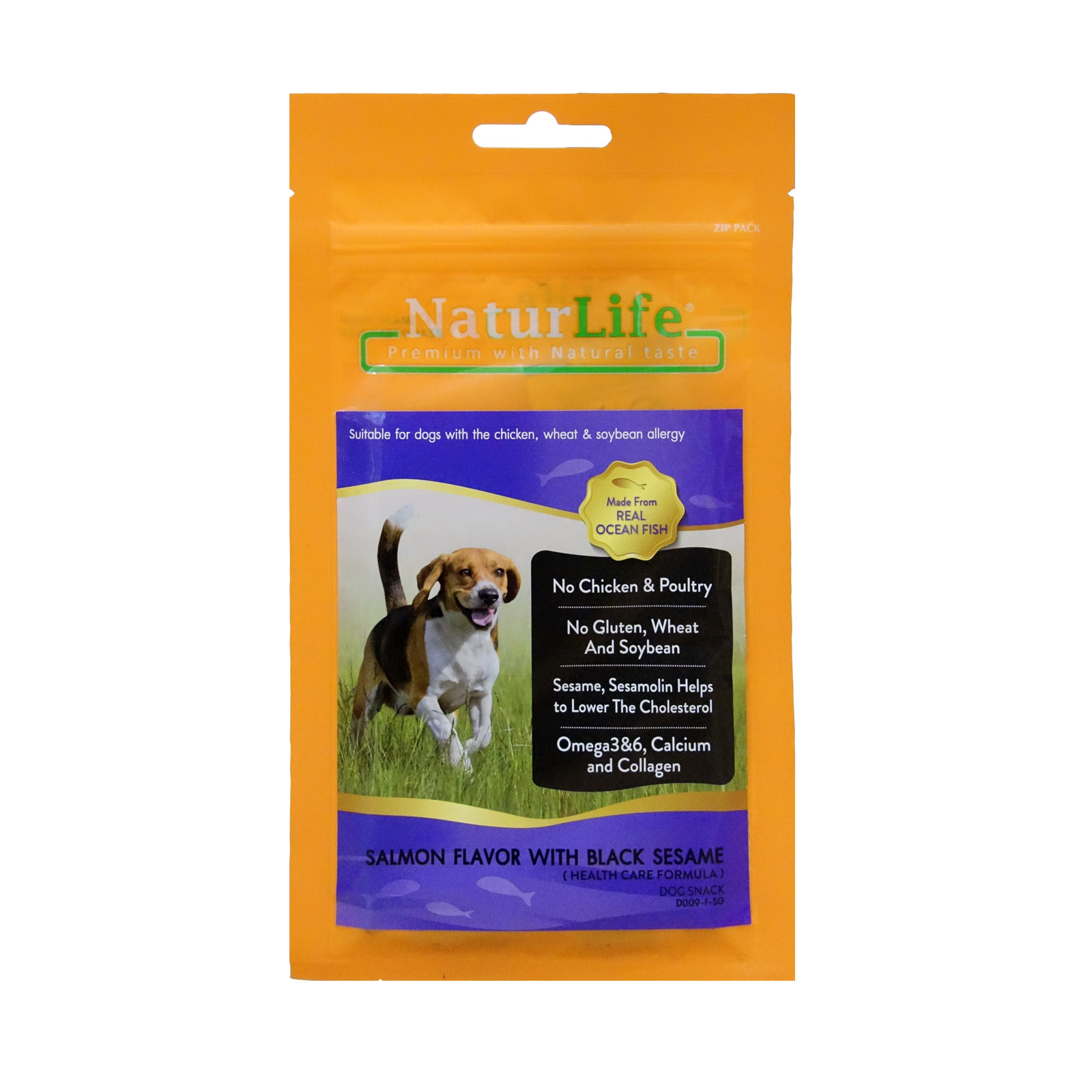 NaturLife Salmon With Black Sesame Dog Treat 8859213900384 Front NEW